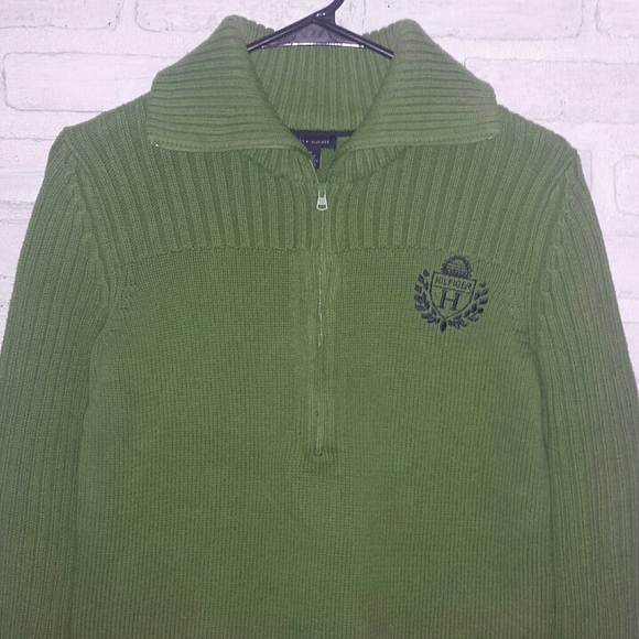 Tommy Hilfiger Green 1/2 Zip Collar Sweater - Picture 3 of 11
